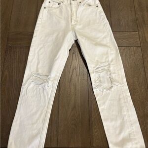 Agolde Women’s White Distressed Straight Jeans